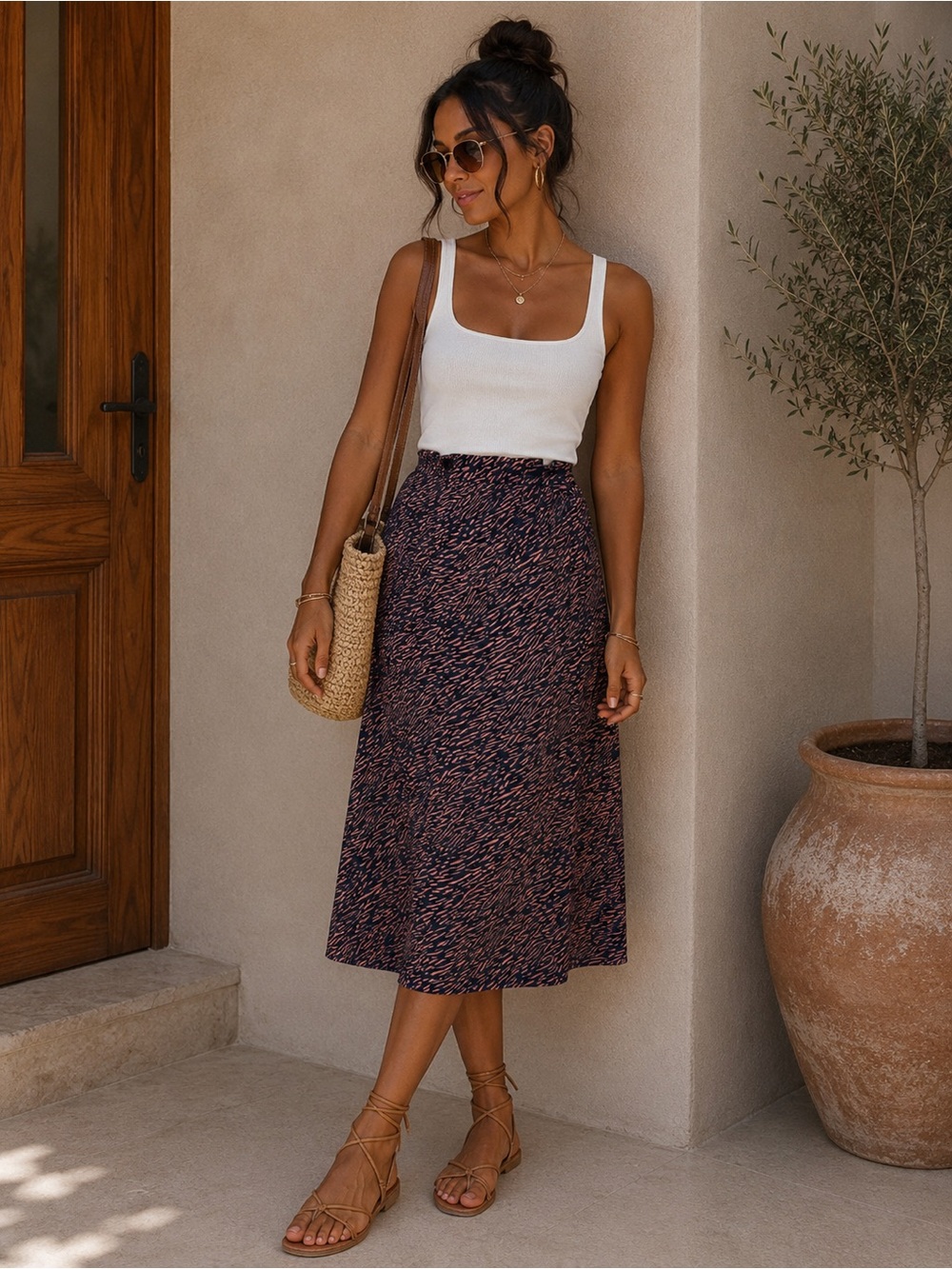 Zara Midi Skirt Animal Print